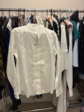 Armani Collezioni White Stand-Collar Dress Shirt 👵MT